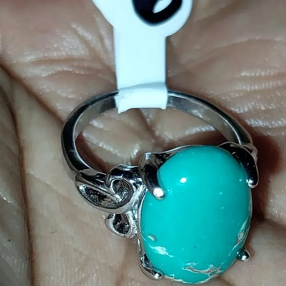 Vintage natural stone ring for women sz 6